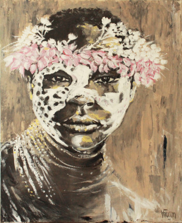 Peinture intitulée "femme fleur 55" par Valérie Faucon, Œuvre d'art originale, Acrylique