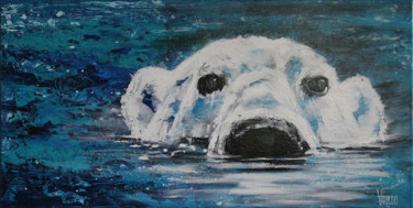 Painting titled "Ours blanc 1" by Valérie Faucon, Original Artwork, Acrylic