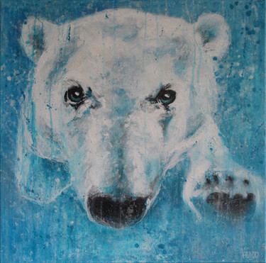Painting titled "Ours blanc 2" by Valérie Faucon, Original Artwork, Acrylic