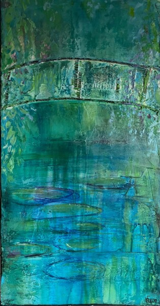 Peinture intitulée "Pont de giverny" par Valérie Faucon, Œuvre d'art originale, Acrylique Monté sur Châssis en bois