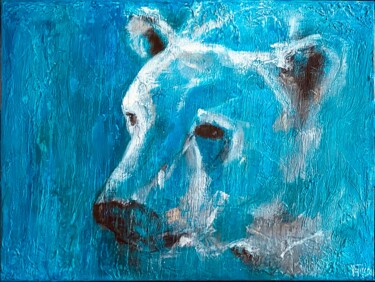 Painting titled "Ours polaire" by Valérie Faucon, Original Artwork, Acrylic Mounted on Wood Stretcher frame