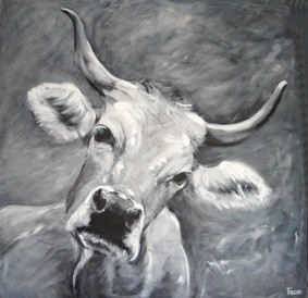 Painting titled "vache 25" by Valérie Faucon, Original Artwork, Acrylic