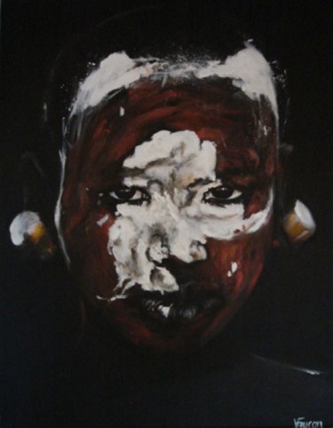 Peinture intitulée "peuple de l'omo 28" par Valérie Faucon, Œuvre d'art originale, Acrylique