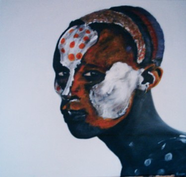Peinture intitulée "peuple de l'omo 29" par Valérie Faucon, Œuvre d'art originale, Acrylique