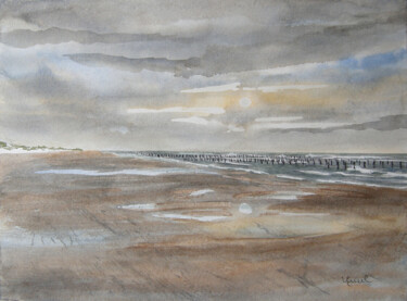 Painting titled "28 - Fort Mahon - L…" by Valérie Frenel, Original Artwork, Watercolor