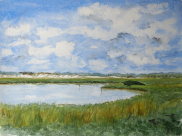 Painting titled "29 - La baie d'Auth…" by Valérie Frenel, Original Artwork, Watercolor