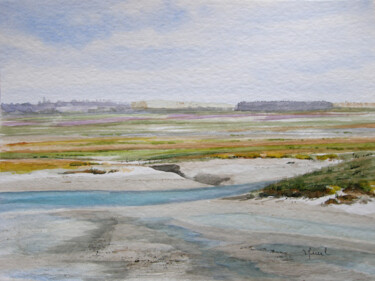 Painting titled "63 La baie de Somme…" by Valérie Frenel, Original Artwork, Watercolor