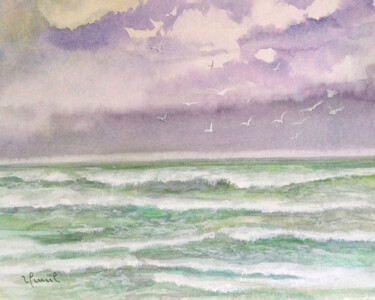 Painting titled "73 Fort Mahon - La…" by Valérie Frenel, Original Artwork, Watercolor