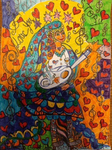 Drawing titled "Rock en Jon Mack." by Valerie Guiot, Original Artwork, Marker Mounted on Other rigid panel