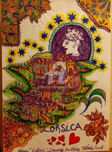 Σχέδιο με τίτλο "Corsica , Calvi. Co…" από Valerie Guiot, Αυθεντικά έργα τέχνης, Μαρκαδόρος