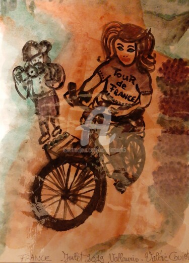제목이 "La lumière du Tour"인 미술작품 Valerie Guiot로, 원작, 구아슈 기타 단단한 패널에 장착됨