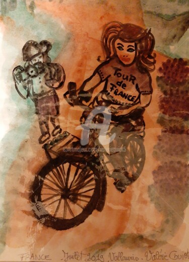 Malerei mit dem Titel "La lumière du Tour" von Valerie Guiot, Original-Kunstwerk, Gouache Auf Andere starre Platte montiert