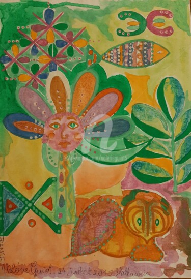 Painting titled "Décors inspiration…" by Valerie Guiot, Original Artwork, Gouache