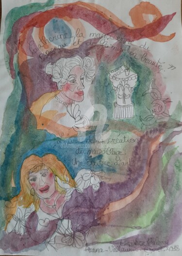 Dibujo titulada "Catherine la magici…" por Valerie Guiot, Obra de arte original, Gouache