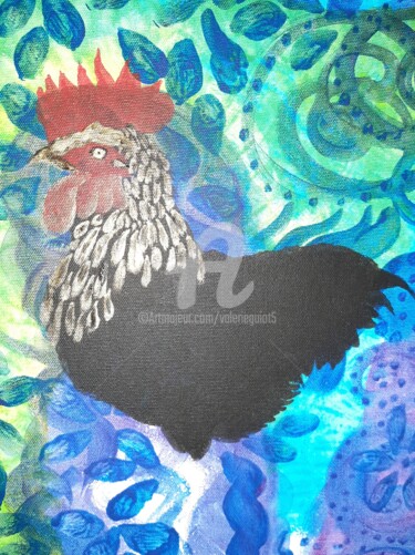 Painting titled "Coq'ORicco" by Valerie Guiot, Original Artwork, Acrylic