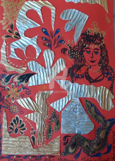 Collages titled "La perle et l'oisea…" by Valerie Guiot, Original Artwork, Collages