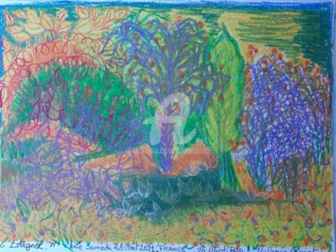 Dessin intitulée "Le jardin musical." par Valerie Guiot, Œuvre d'art originale, Pastel