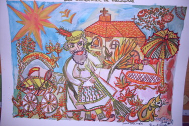 "Joseph et son balai." başlıklı Tablo Valerie Guiot tarafından, Orijinal sanat, Guaş boya