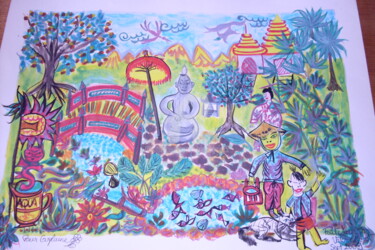 "Le pont Japonais." başlıklı Tablo Valerie Guiot tarafından, Orijinal sanat, Guaş boya