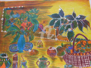 제목이 "Le panier à fruits."인 미술작품 Valerie Guiot로, 원작, 연필