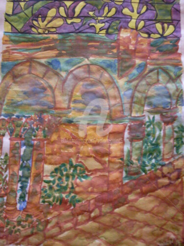 Peinture intitulée "Le monastère" par Valerie Guiot, Œuvre d'art originale, Huile