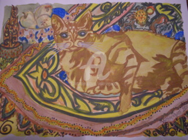 Pintura intitulada "Les chats de Valéri…" por Valerie Guiot, Obras de arte originais, Óleo