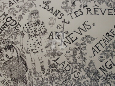 Rysunek zatytułowany „Mélange de genres.” autorstwa Valerie Guiot, Oryginalna praca, Atrament