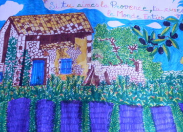 Drawing titled "Provence , terre de…" by Valerie Guiot, Original Artwork, Marker