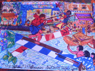 Dibujo titulada "Les Joutes Nautique…" por Valerie Guiot, Obra de arte original, Otro