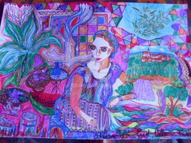 Drawing titled "L'esthète" by Valerie Guiot, Original Artwork, Marker