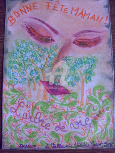 Desenho intitulada "" L'ARBRE DE VIE, B…" por Valerie Guiot, Obras de arte originais, Pastel