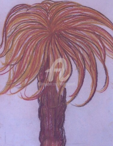 Zeichnungen mit dem Titel "PALMIER D'ANTIBES" von Valerie Guiot, Original-Kunstwerk, Pastell