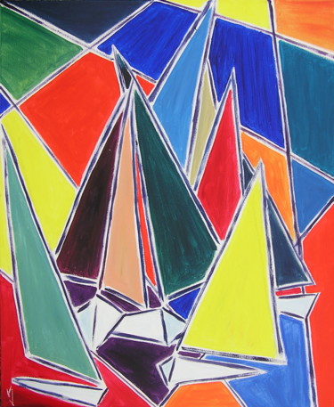 Painting titled "marine arlequin" by Valerie   Jouve, Original Artwork, Acrylic