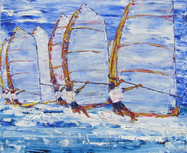 Painting titled "WINDSURF, REGATE" by Valerie   Jouve, Original Artwork, Acrylic