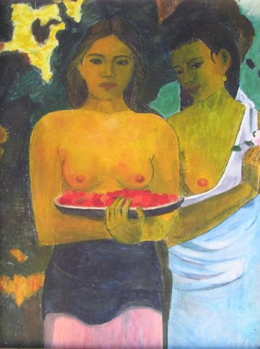 Painting titled "DEUX TAHITIENNES" by Valerie   Jouve, Original Artwork