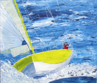 Painting titled "VELUX 5 OCEANS" by Valerie   Jouve, Original Artwork, Acrylic