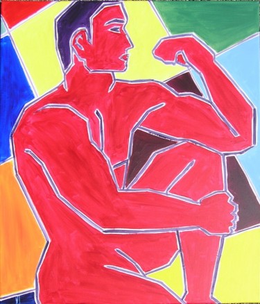 Painting titled "NU ARLEQUIN HOMME A…" by Valerie   Jouve, Original Artwork, Acrylic