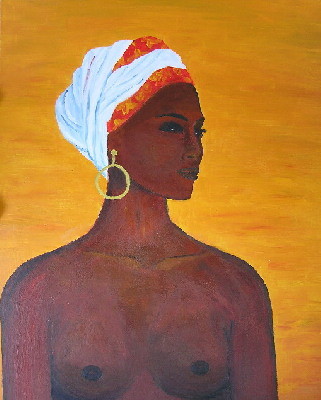 Painting titled "LA FEMME AUX SEINS…" by Valerie   Jouve, Original Artwork, Oil