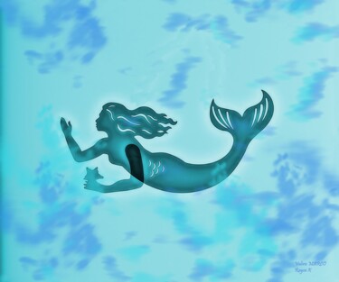 Digital Arts titled "The Mermaid" by Valerie Marco Rayon X (RAYON X), Original Artwork, 2D Digital Work