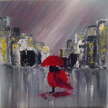 Peinture intitulée "la femme en rouge" par Valérie Rebourg, Œuvre d'art originale, Acrylique