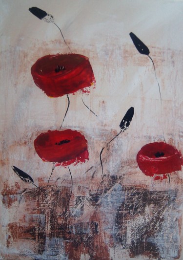 Painting titled "coquelicots" by Valérie Rebourg, Original Artwork, Acrylic