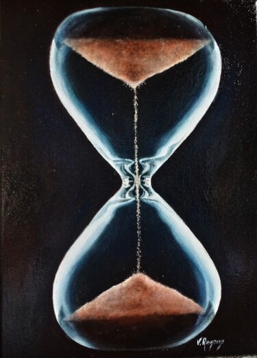 Painting titled "Le temps suspendu" by Valérie Renoux, Original Artwork, Oil Mounted on Wood Stretcher frame