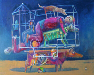 Картина под названием "exercice." - Валерий Буев, Подлинное произведение искусства, Масло