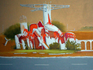Картина под названием "paysage-23" - Валерий Буев, Подлинное произведение искусства, Масло