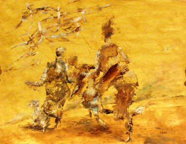 Painting titled "cerf-volant" by Valerii Buev, Original Artwork, Oil