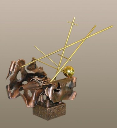 Скульптура под названием ""Диалог с космическ…" - Валерий Окарский, Подлинное произведение искусства, Металлы
