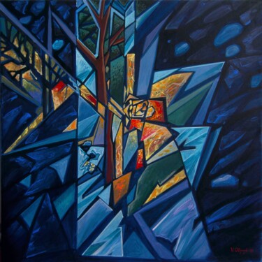 Pittura intitolato "Night Lights" da Valerii Oliinyk, Opera d'arte originale, Acrilico