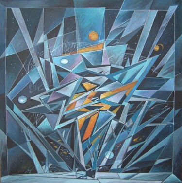Peinture intitulée "Winter nocturne" par Valerii Oliinyk, Œuvre d'art originale, Acrylique