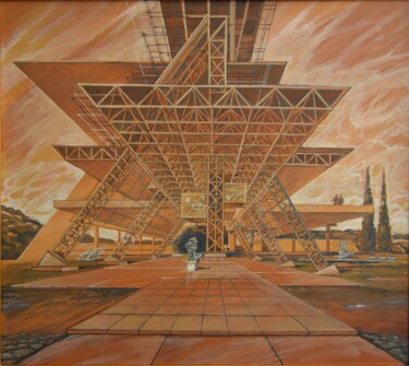 Painting titled "Constructivism" by Valerii Oliinyk, Original Artwork, Oil