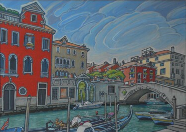 Pintura titulada "Venice.Fondamenta D…" por Valerii Oliinyk, Obra de arte original, Gouache